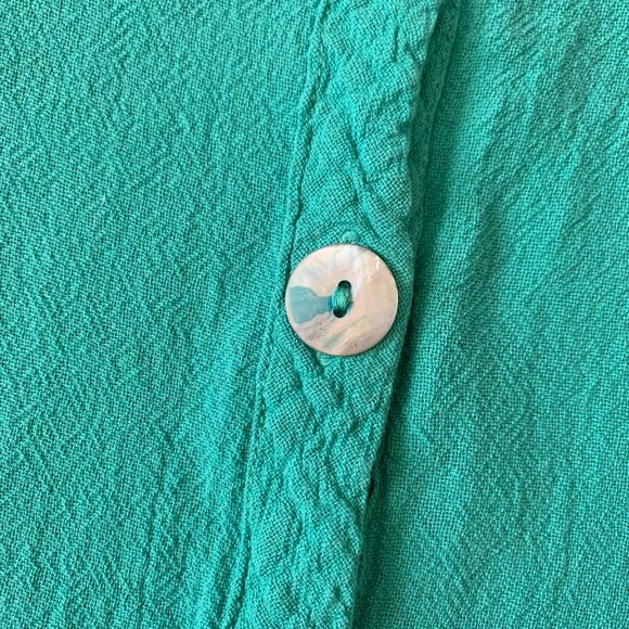 Oh My Gauze! Button Up Teal Tunic Short Dress Handkerchief Whimsical Lagenlook - Picture 7 of 12